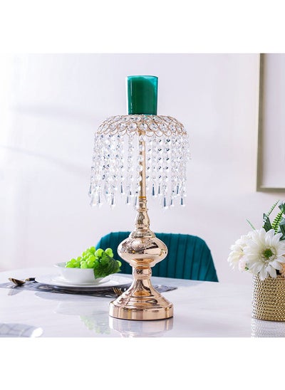 اشتري Seletti Crystal Candle Holder Decorative Candle Stand Candle Stick Home Decoration Candle Holders For Prayer Room Dining Room Candle Light Dinners 20x20x43 cm Gold في الامارات