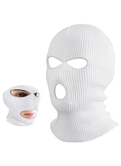 Buy 3-Hole Full Face Mask Cover for Men Women Ski Mask Winter Balaclava Cap Knitted Face Cover for Winter Outdoor Sports in UAE