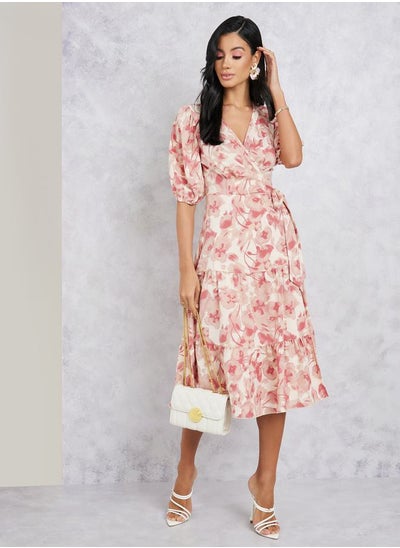 اشتري Floral Print Wrap Around Midi Dress في السعودية