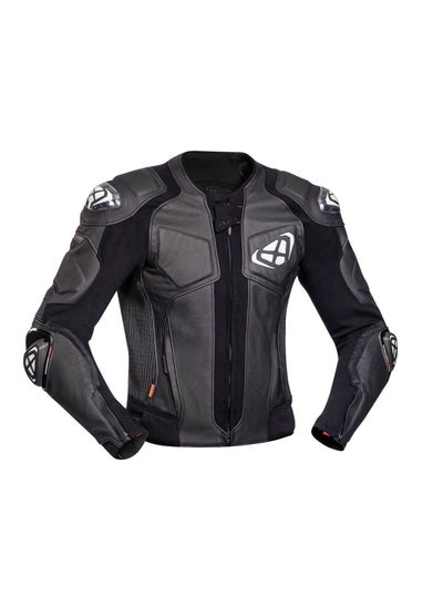 Buy Ixon Vendetta Evo Motorcycle Leather Jacket Black White in UAE