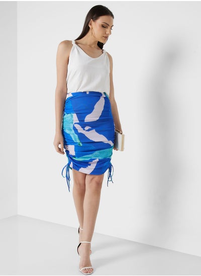 Buy Printed Tie Detail Skirt in UAE