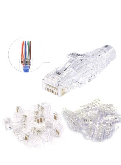 Buy Cat6 Pass Through Connectors for a UTP Cable & Strain Relief Boots ez pass through rj45 DKURVE in UAE