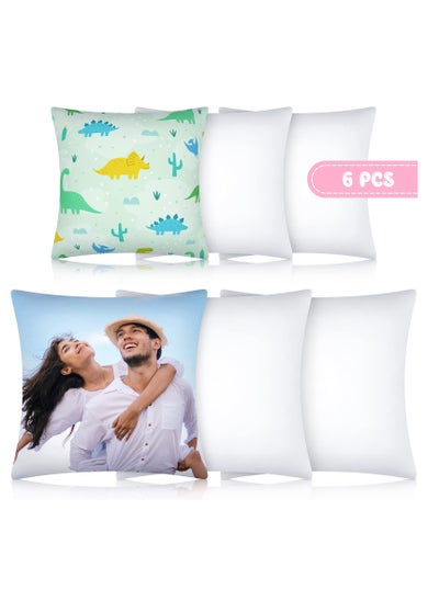 Buy 6 Pieces Sublimation Blanks Pillow Cases, White Cushion Covers with Heat Press DIY, Heat Transfer Polyester Peach Skin Cushion Cover with Concealed Zipper in Saudi Arabia