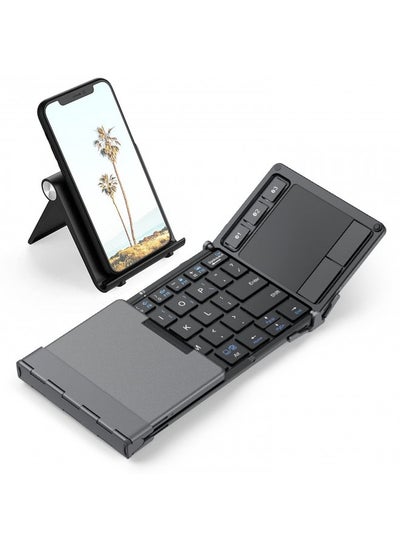 اشتري Iclever Bluetooth Keyboard, Bk08 Folding Keyboard With Sensitive Touchpad (Sync Up To 3 Devices), Pocket-Sized Tri-Folded Fodable Keyboard For Windows Mac Android Ios في الامارات