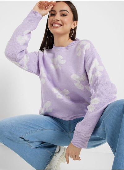 Buy Floral Intarsia Sweater in Saudi Arabia