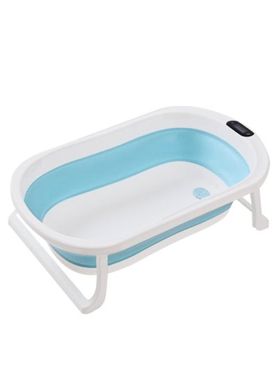 اشتري Baby Bathtub Bath Accessories Folding Tub with Pillows and Small Toys（Blue） في الامارات