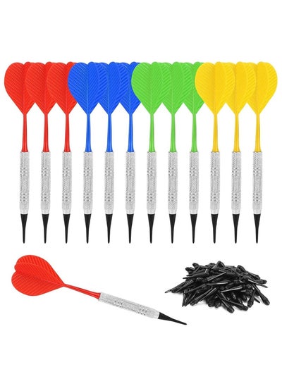 اشتري Soft Tip Darts - 12 Pcs Plastic Tip Darts Set, Soft Tip Darts for Electronic or Plastic Dartboard, Soft Darts Set with 100 Black Replacement Tips for Home Office Game Room Bar Club في السعودية