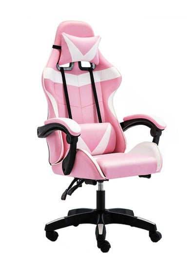 Buy Gaming Chair  Office Desk Chair Pu Leather High Back Adjustable Swivel Lumbar Support Reclining Ergonomic Gamers Chair (Pink) in UAE