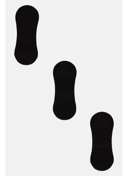 اشتري Men 3 Pairs Plain Invisible Socks, Black في الامارات