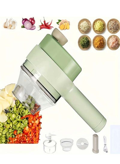 اشتري 4 in 1 multifunctional usb rechargeable Handheld Electric Vegetable Cutter Set Garlic Mud Masher Food Chopper Portable Mini Wireless Food Processor vegetable cutter slicer for Garlic Pepper Chili On في الامارات