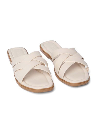 Buy Fancy Faux Leather Slip-On Slippers With Peep Toe in Egypt