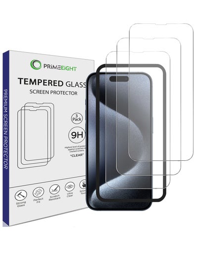 Buy [ 3 PCS ] iPhone 15 PLUS Screen Protector 6.1 Inch Display Ultra Thin 9H Hardness Tempered Glass Easy to Install HD Clear Screen Protector in Saudi Arabia