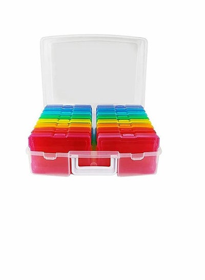 اشتري Transparent Photo Case 4" x 6" Box Storage - 16 Inner Keeper Organizer Cases Photos Containers for (Multi-Colored) في السعودية