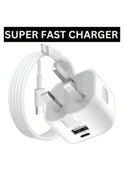 Buy For iPhone 14 13 12 11 Pro XR XS Fast Charging 20W USB-C PD Plug Charger & CableFor iPhone 14 13 12 11 Pro XR XS Fast Charging 20W USB-C PD Plug Charger & Cable in UAE