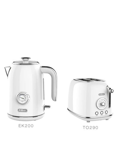 Buy German Retro Style Kettle with Thermometer & Toaster wIth Removable Crumb Tray Set - Vintage Elegance for Modern Kitchens in UAE