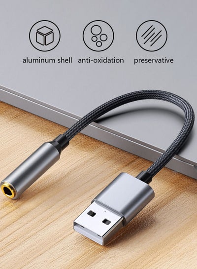 Buy USB to 3.5mm Jack Audio Adapter, USB to Aux Cable with TRRS 4-Pole Mic-Supported USB to Headphone AUX Adapter Built-in Chip External Sound Card for PC PS4 PS5 and More in UAE