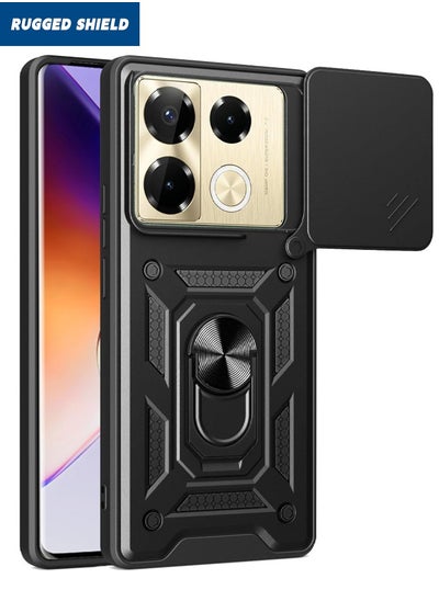 Buy Infinix Note 40 Pro/40 Pro+ 5G (Not 4G) Case with Camera Cover, Military Grade Heavy Duty Shockproof Phone Case Cover with Ring Kickstand for Infinix Note 40 Pro/40 Pro+ 5G, Black in Saudi Arabia