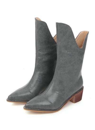 Buy Pointy Irregular Women's Boots Grey in Saudi Arabia