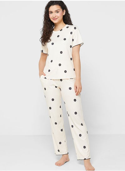 Buy Contrast Trim Pyjama Set in UAE