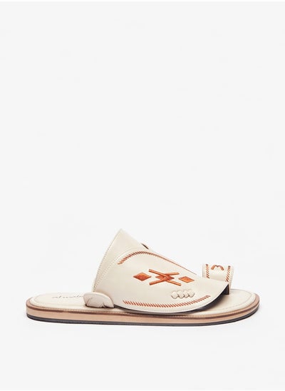 Buy Men's Textured Slip-On Arabic Sandals with Toe Loop Detail in Saudi Arabia