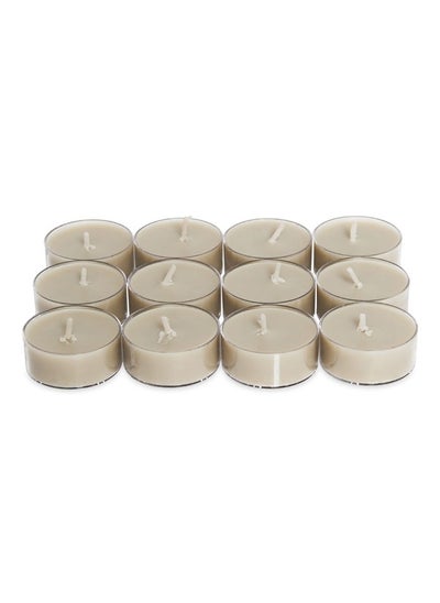 Buy Basic 12 - Pieces Vanilla Tealight Candle Set Dew in UAE