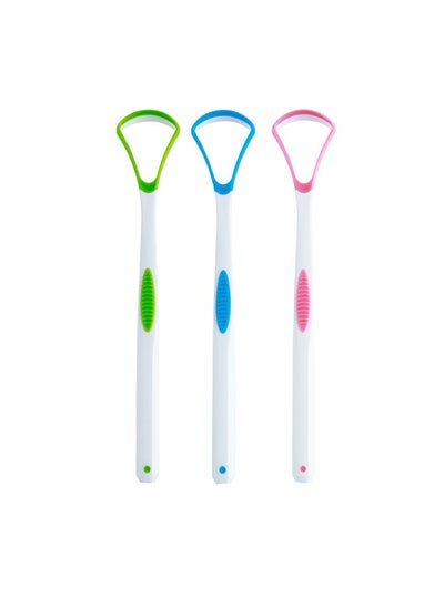 Buy 3PCS Tongue Scraper, 100% BPA Free Tongue Tools, Healthy Oral Hygiene Tongue Brushes, Easy to Use Tongue Cleaner, Eliminate Bad Breath in UAE