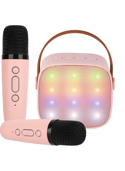 Buy Mini Karaoke Machine for Kids, Portable Bluetooth Speaker with 2 Wireless Microphone for Adults with Led Lights, Karaoke Gifts for Girls and Boys Birthday Home Party(Pink) in UAE