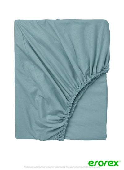 Buy Fitted sheet light blue 160x200 cm in Saudi Arabia