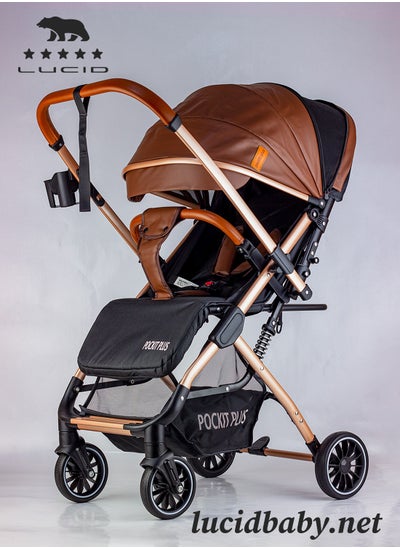 Buy Luxury Baby Stroller Handle with Umbrella and Leather Cover from Lucid Baby - Model - POCKIT PLUS in Egypt