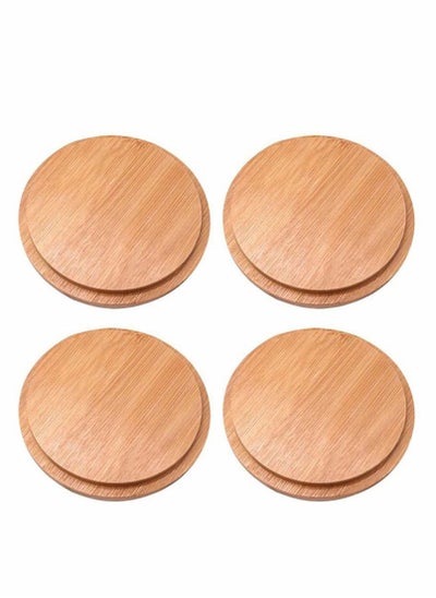 اشتري Bamboo Cup Cover, Wooden Cup Lid Wooden Tea Glass Cup Cover Coffee Mug Cup Lid Drink Cup Cover Set for Home Office Store (4 Pcs) في الامارات