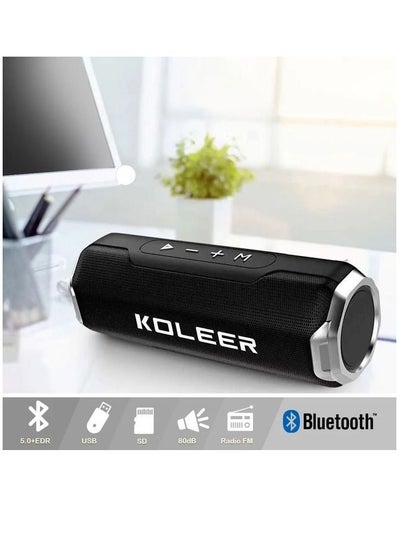Buy KOLEER S218  Speaker Outdoor Portable Sound Box HD Stereo Sound Bass Sub woofer Loudspeaker AUX/USB/Wireless/5V-Black+ Silver in Saudi Arabia