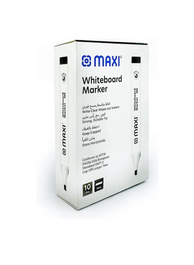 Buy Maxi Whiteboard Marker Chisel Box Of 10Pc Black in UAE