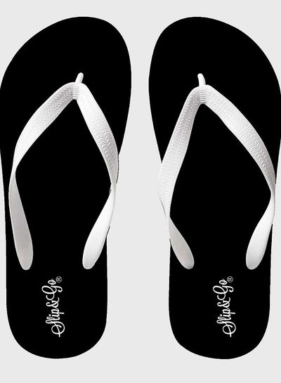 Buy Men's Medical Slippers, Plain Black, With A white Strap in Egypt
