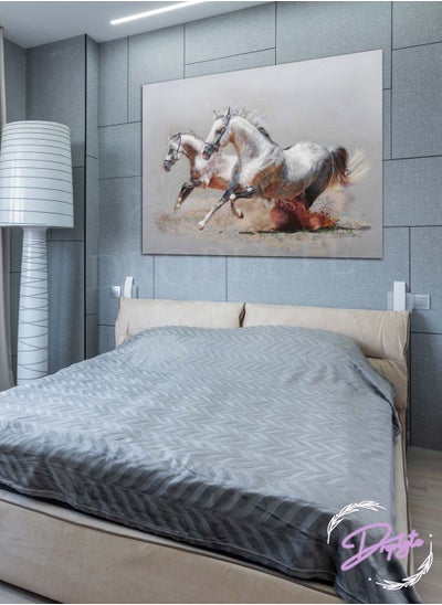 اشتري Running Horses Painting Decorative Wall Art Wall Decor Card Board MDF Home Decor For Drawing Room, Living Room, Bedroom, Kitchen or Office 60CM x 40CM في السعودية