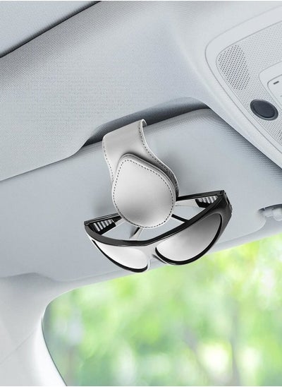 اشتري Oasisgalore Grey Magnetic Leather Car Sunglasses Holder for Car Visor Convenient Portable Eyeglasses Hanger Card Ticket Clip Organizer for Easy Access and Protection في الامارات