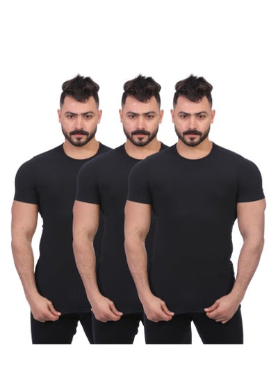 اشتري Pack Of 3 T-Shirt Cotton-Black في مصر