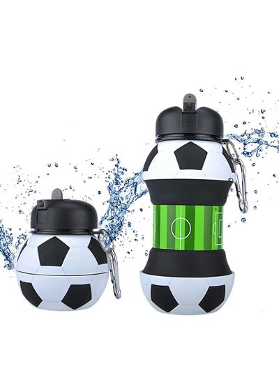 اشتري Soccer Water Bottle, Creative Silicone Folding Children's Drink Bottle Portable Fall Proof Leak Proof Student Water Cup BPA Free Silicone Outdoor Sports Water Bottle (550ml) في الامارات