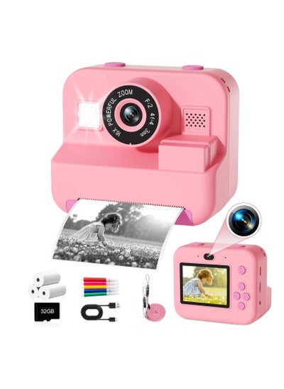 Buy Instant Print Camera with 32GB Card, Thermal Photo Printing, Digital Kids Camera for Video, Photography, and Educational Toy in UAE