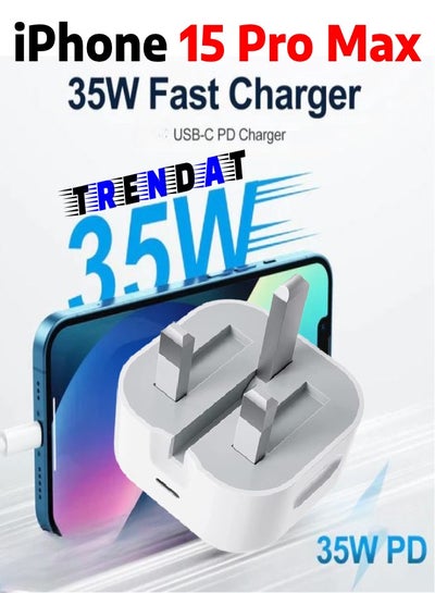 Buy 35W Fast Triple Charger Head with Type-C Port - Compatible with iPhone 15 Pro Max in Egypt