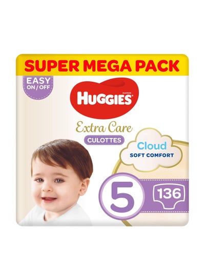 Buy Extra Care Culottes, Size 5, 12-17 kg, Super Mega Pack, 136 Diaper Pants in UAE