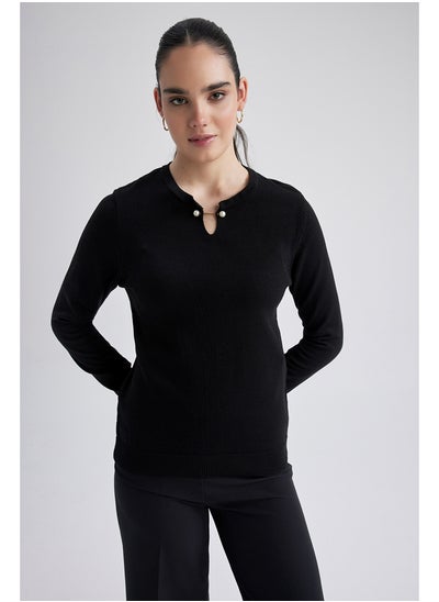 اشتري Woman Regular Fit Crew Neck Long Sleeve Tricot Pullover في مصر