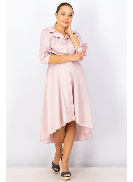 Buy Women Plain Midi Casual Dress, Pink in UAE