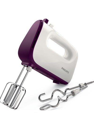 Buy Philips HR3740/00 Mixer Daily with 5 speeds and Turbo, Stainless Steel Hooks, 400W, White in UAE