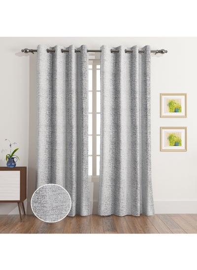 اشتري Martha 2-Piece Extra Long Jacquard Blackout Curtain Set 300 x 140 cm في الامارات