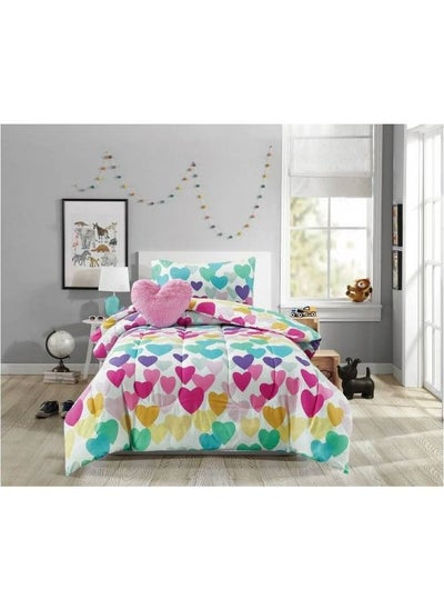 اشتري 3-Piece Tiny Hearts Comforter Set With Toy 135x220Cm في الامارات