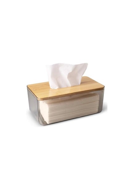 Buy Large Acrylic Tissue Box With Bamboo Cover (23.5 * 13.5 * 10cm) in Egypt