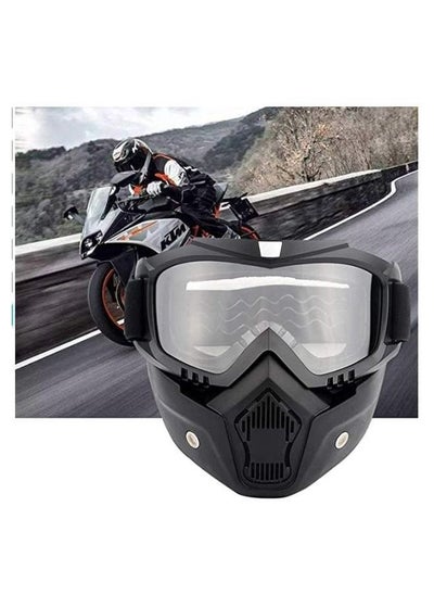 Buy Motorcycle Goggles With Detachable Mask Motocross Riding Cycling Motorbike Atv Dirt Bike Racing Off Road Cosplay Goggle Glasses Adjustable Non-Slip Strap Retro Harley Helmet Goggles in UAE