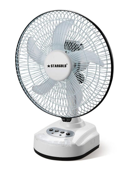 Buy 5 Blade Rechargeable Ac Dc Oscillating Fan With Bright Led Light in Saudi Arabia