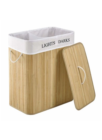 Buy Bamboo Hamper, Laundry Sorter Basket with Lid, Laundry Basket for Laundry Room, Bathroom, Bedroom in Saudi Arabia