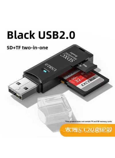 اشتري High-Speed USB3.0 Dual Card Reader for Tablets  Cameras Piano Black-USB2.0 Card Reader في السعودية